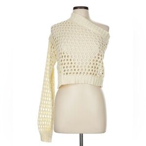 Anthropologie Off-Shoulder Knit Sweater in Cream
